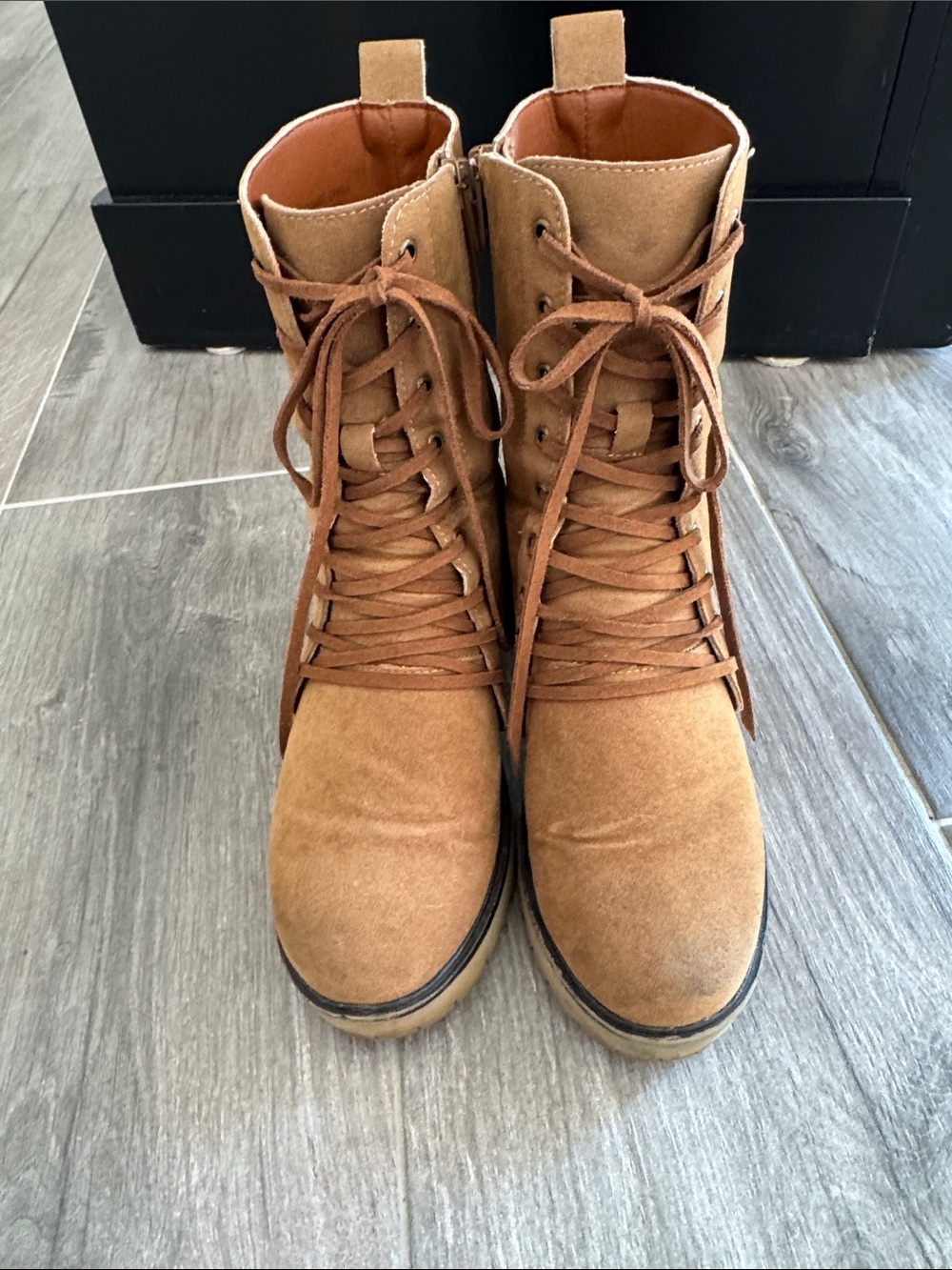 Vici Tan Lace-Up Suede Boots